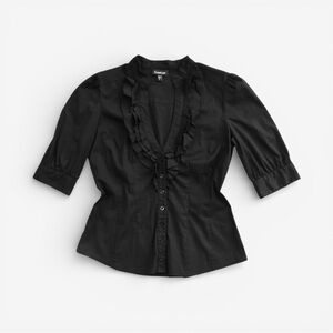 BEBE Late 2000s Y2K Ruffle Button-down Top